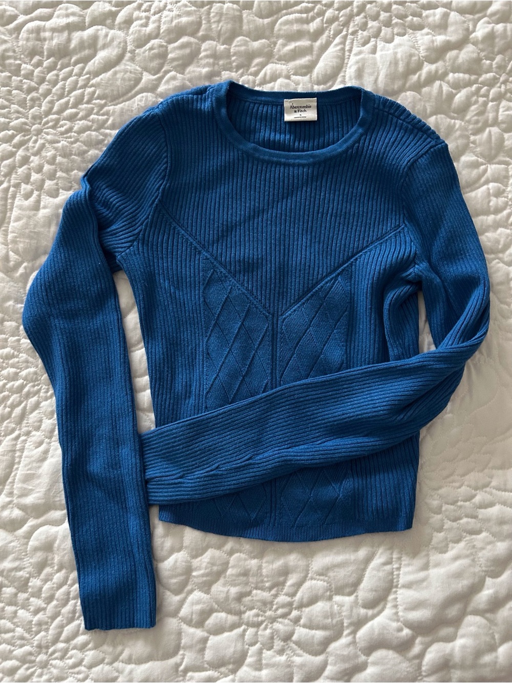 Abercrombie & Fitch Cobalt Blue Ribbed Crewneck Sweater